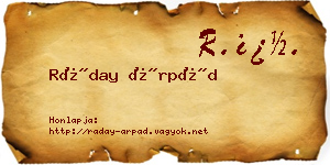 Ráday Árpád névjegykártya