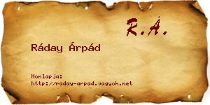 Ráday Árpád névjegykártya